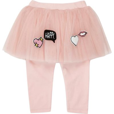 Mini girls pink badge tutu leggings